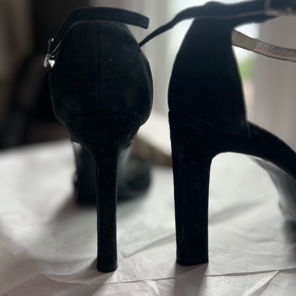 VTG 80s Charles Jourdan Mary Janes 4” heels black suede sz 7.5 Made in Spain - Picture 6 of 9